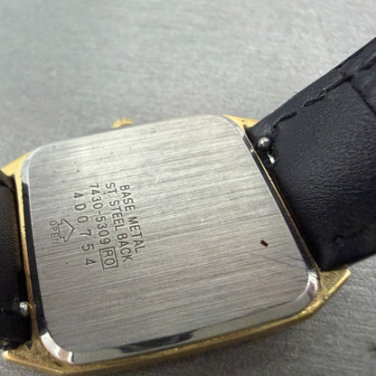 Seiko Tank Watch Men 27mm Champagne Dial Gold Tone Octagon 7430-5309 New Batt9
