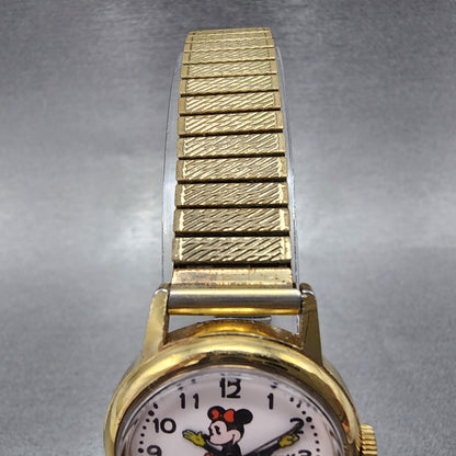 Seiko Alba Minnie Mouse Watch Women 26mm White Dial Gold Tone Y4010110 New Batt4