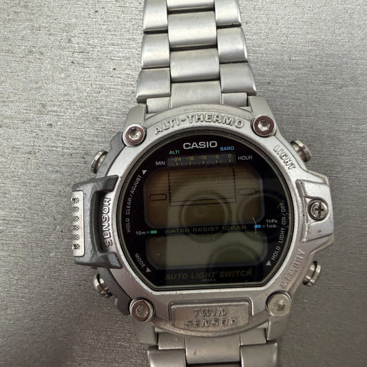 Casio ProTrek PRT-300 Watch Men 47mm Silver Digital Alit-Thermo PARTS0