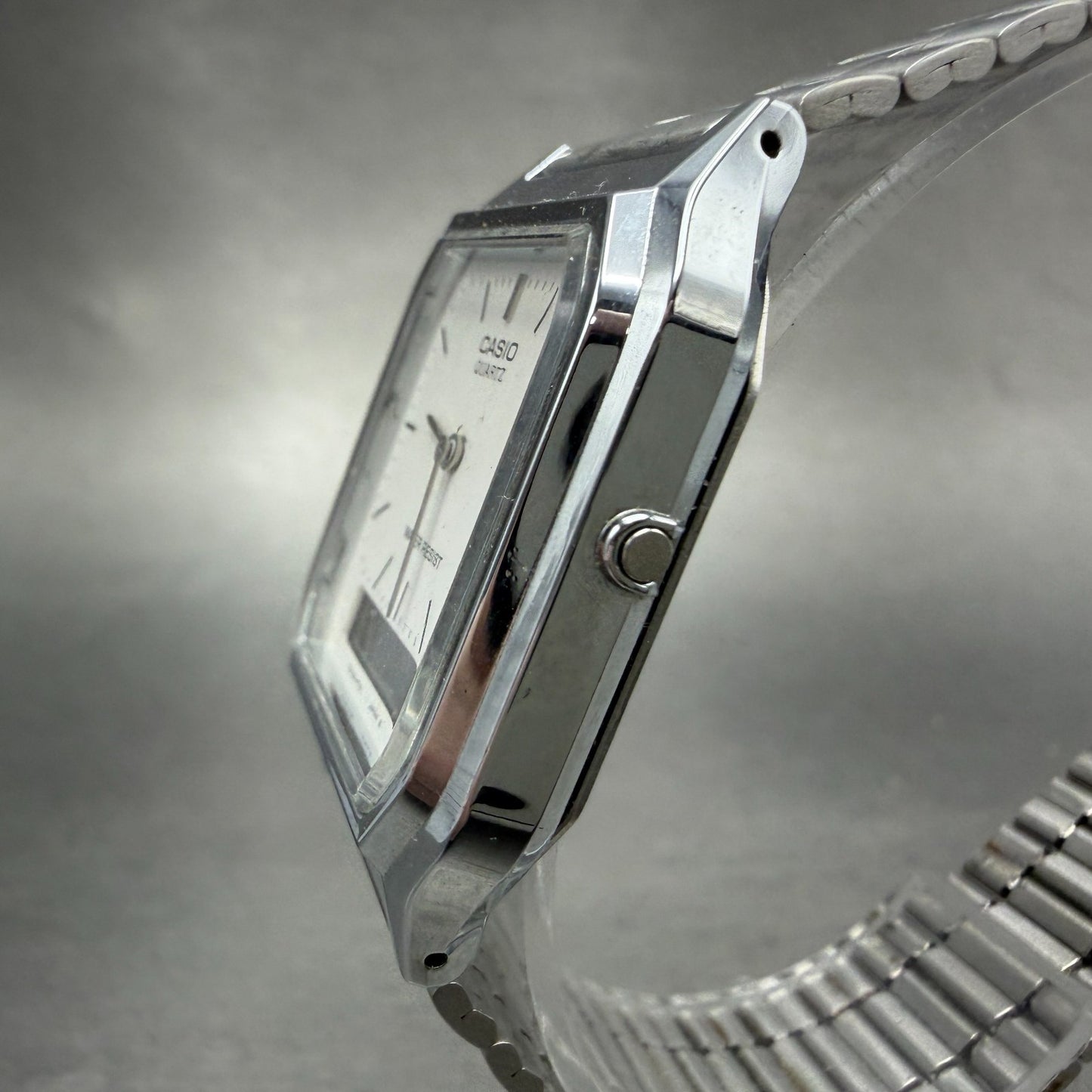 Casio AQ-230 Watch Men 30mm White Dial Steel Alarm Chrono Analog Digital PARTS3
