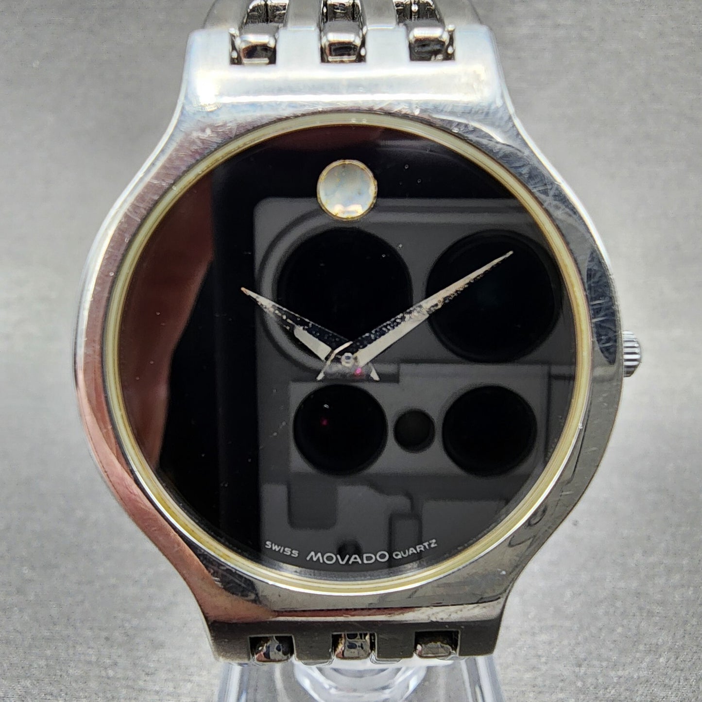 Movado Esperanza Watch Men 32mm Black Dial Stainless Steel Round New Battery1
