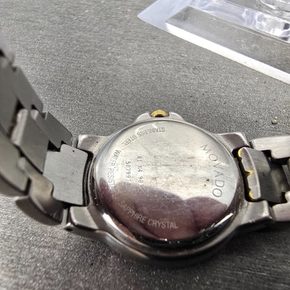 Movado Museum Watch Women 24mm Black Dial Two Tone 81 E4 9835 PARTS10