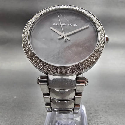 Michael Kors Parker Watch Women 39mm MOP Dial Silver Tone Gemmed MK6424 New Batt5