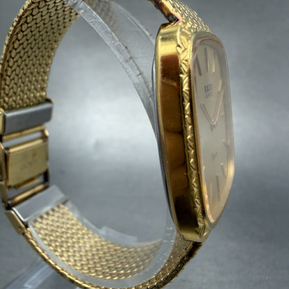 Rado Elegance Watch Men 30mm Gold Dial Gold Tone Rectangle 128.9005.2 New Batt3