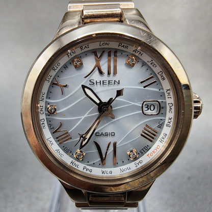 Casio Sheen SHW1700 Watch Women 26mm White Dial Gold Tone Date Round Runs1