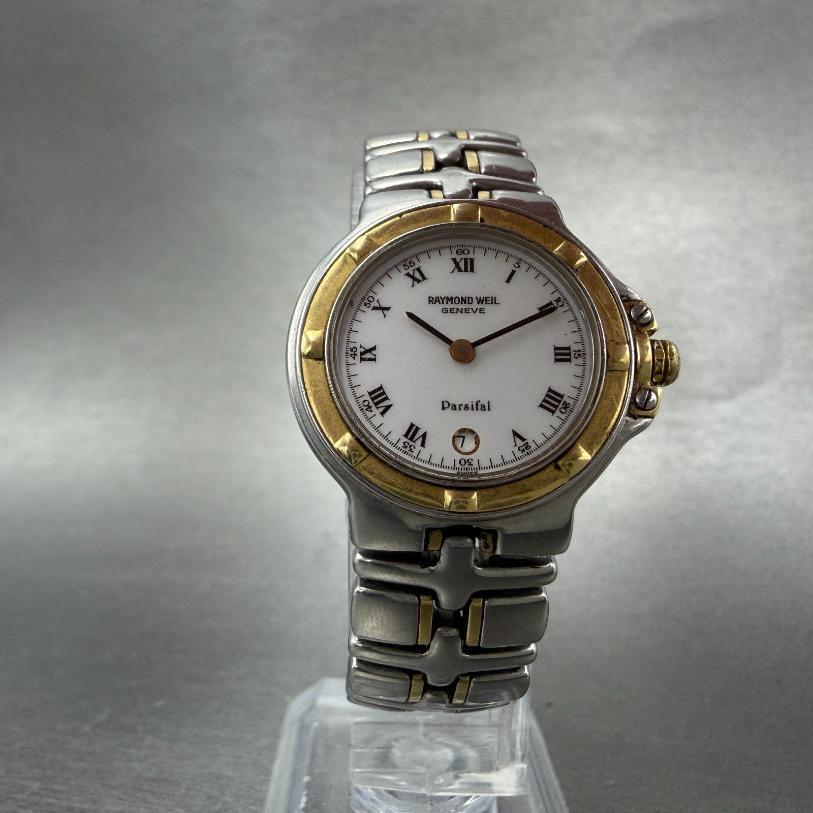 Raymond Weil Parsifal Watch Women 27mm White Dial Two Tone Date READ New battery5