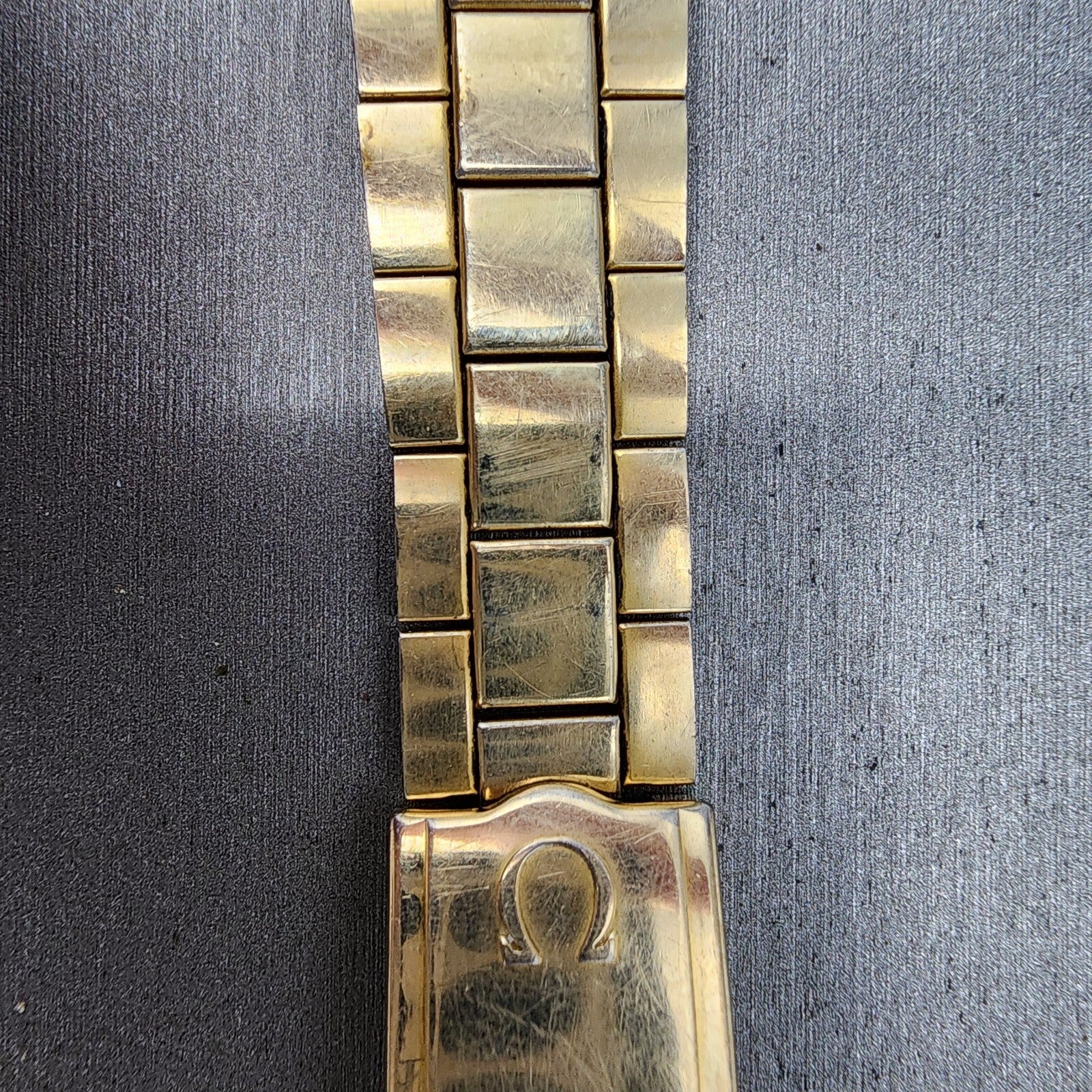 Omega Watch Bracelet 18mm 10KT Gold Filled Duchess USA Vintage Tri Folding Clasp2
