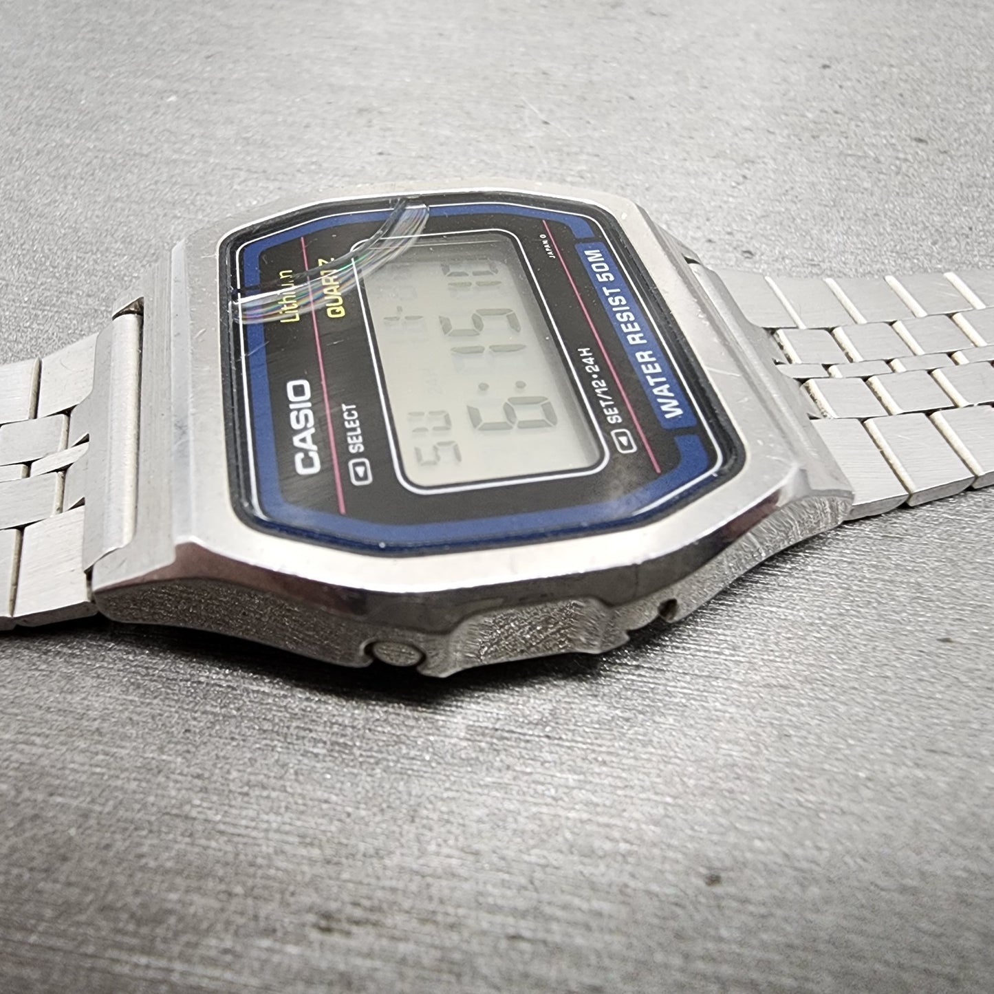 Casio W62 Watch Men 34mm Digital Silver Tone Octagon READ!! New Battery Vintage5