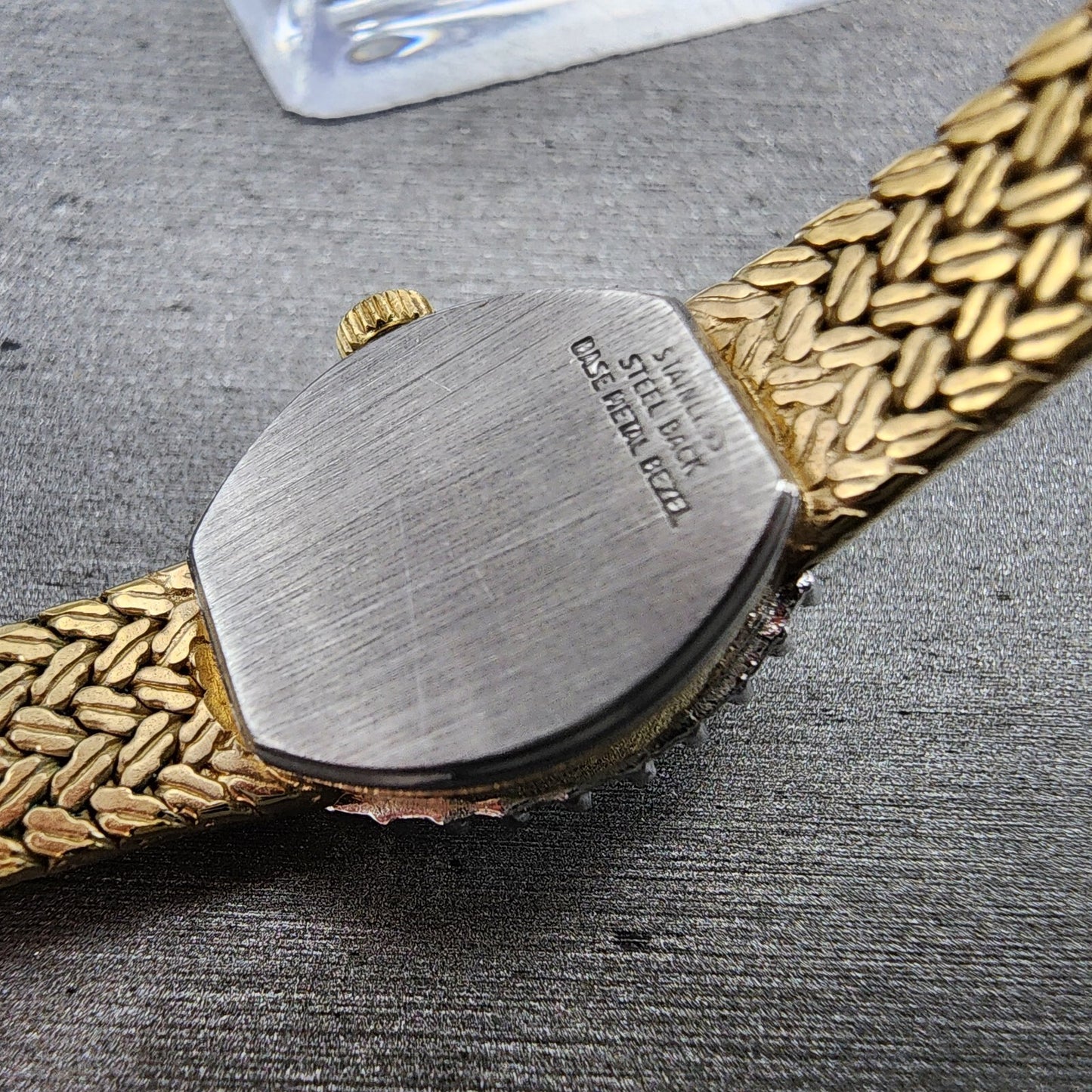 Gruen Precision Watch Women 14mm Gold Dial Gold Tone Diamond Bezel New Battery9