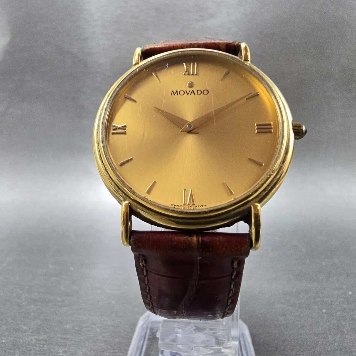 Movado Watch Men 34mm Gold Dial Gold Tone Round 87-E4-885 New Battery VTG5