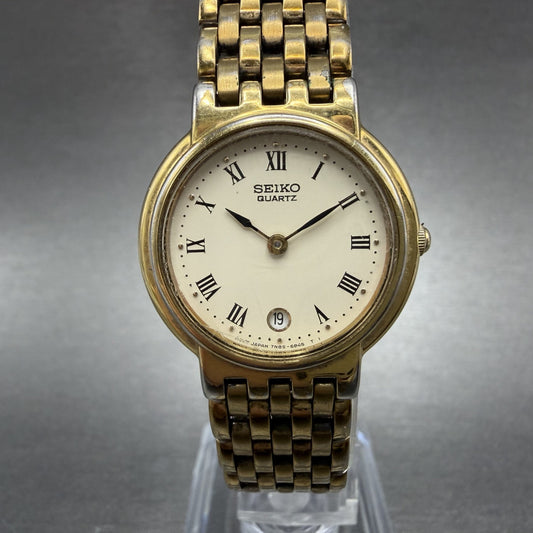 Seiko Watch Women 25mm Cream Dial Gold Tone Date Round 7N89-F020 New Battery0