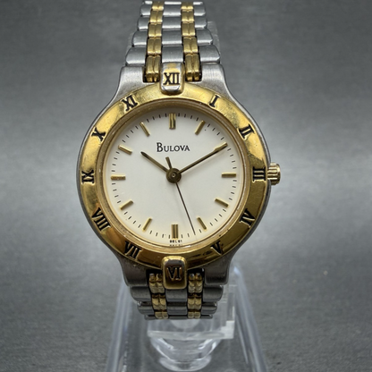 Bulova Watch Women 24mm Cream Dial Two Tone Round Bracelet 98L61 New Battery BGH0