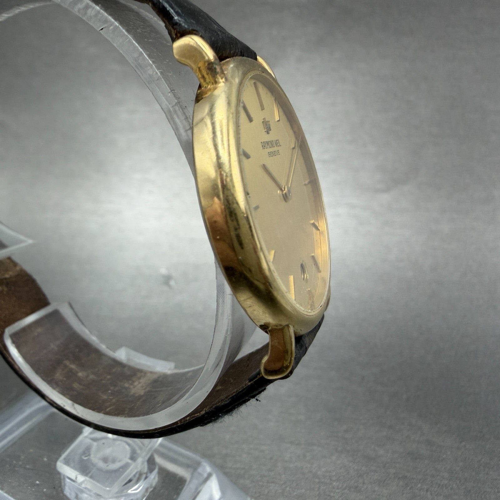 Raymond Weil Watch Men 32mm Champagne Dial Gold Tone Date 9124-2 New Battery3