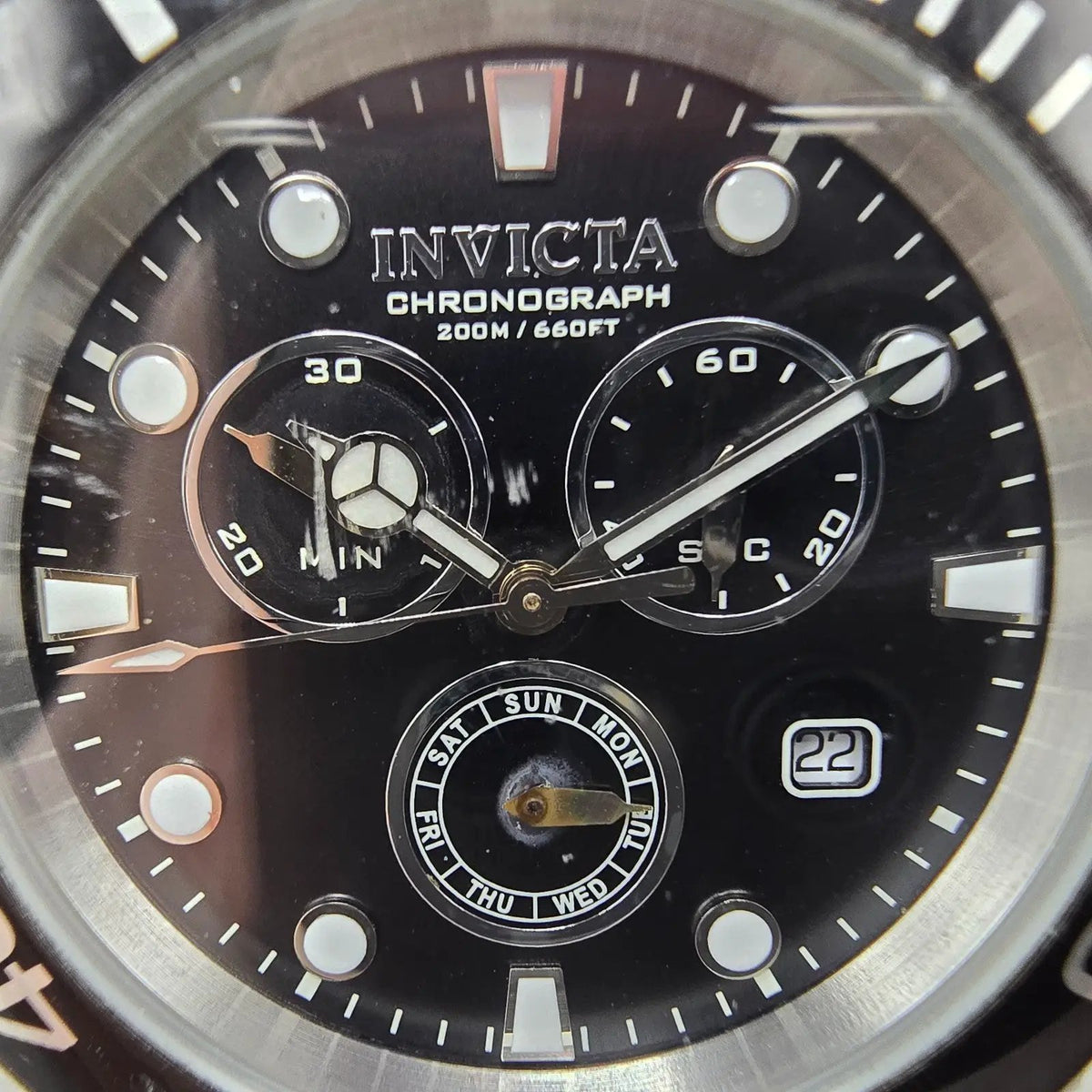 Invicta Pro Diver Chronograph Watch Men 42mm Black Dial Steel Date 10050 PARTS2