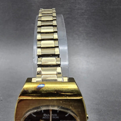 Bulova Accutron Watch Women 25mm Brown Dial Gold Plated Rectangle Daydate PARTS5