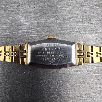 Seiko Watch Women 14mm Purple Dial Gold Tone Oval 1520-3659 Manual Wind Works10