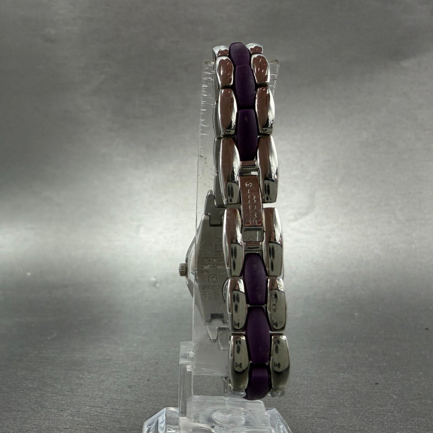 Swatch irony Plummy Purple Watch Women 25mm Purple Dial Steel New Batt YSS275G7