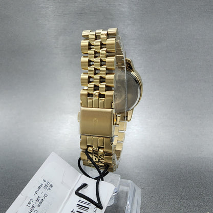 Bulova Watch Women 32mm Cream Dial Gold Tone Date Round 97P155 New Battery7