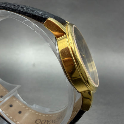 Movado Muesem Watch Women 27mm Black Dial Gold Tone Round 2100006 New Battery3