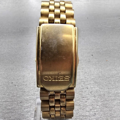 Seiko President Watch Men 37mm Gold Dial Gold Tone Daydate 7N43-8111 New Battery7