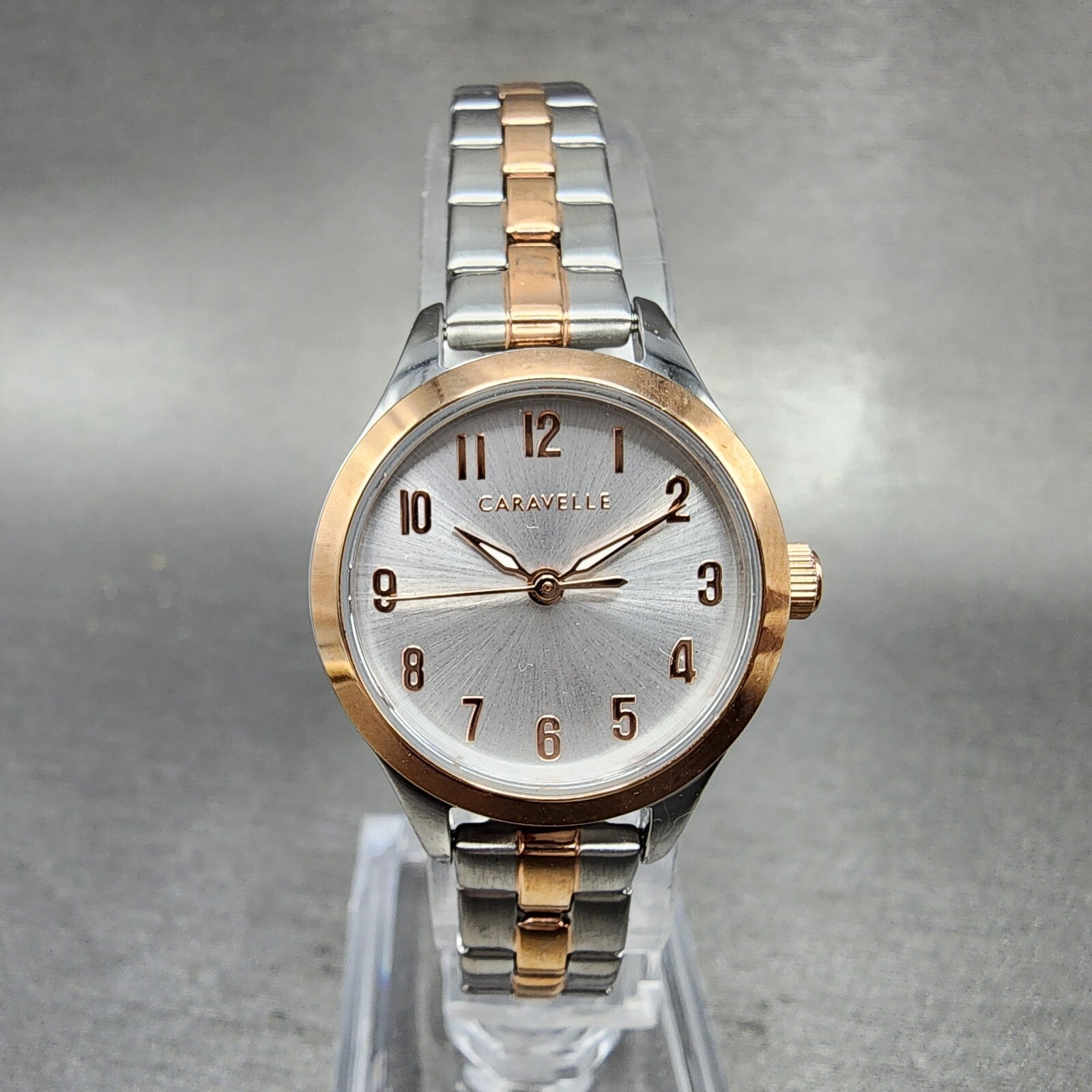 Caravelle Watch Women 24mm Silver Dial Two Tone Round 45L175 New Battery0