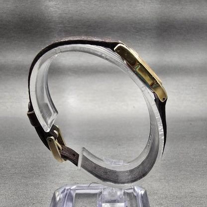 Seiko Watch Women 17mm Champagne Dial Gold Tone Rectangle 2Y00-5250 New Battery8