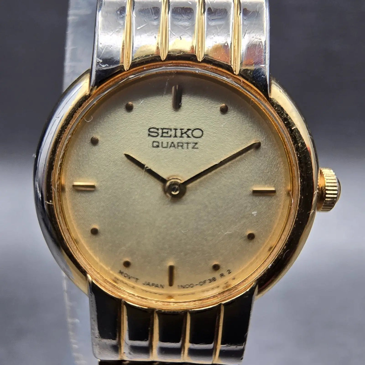 Seiko Watch Women 19mm Champagne Dial Gold Tone Round 1N00-)B10 New Battery VTG1