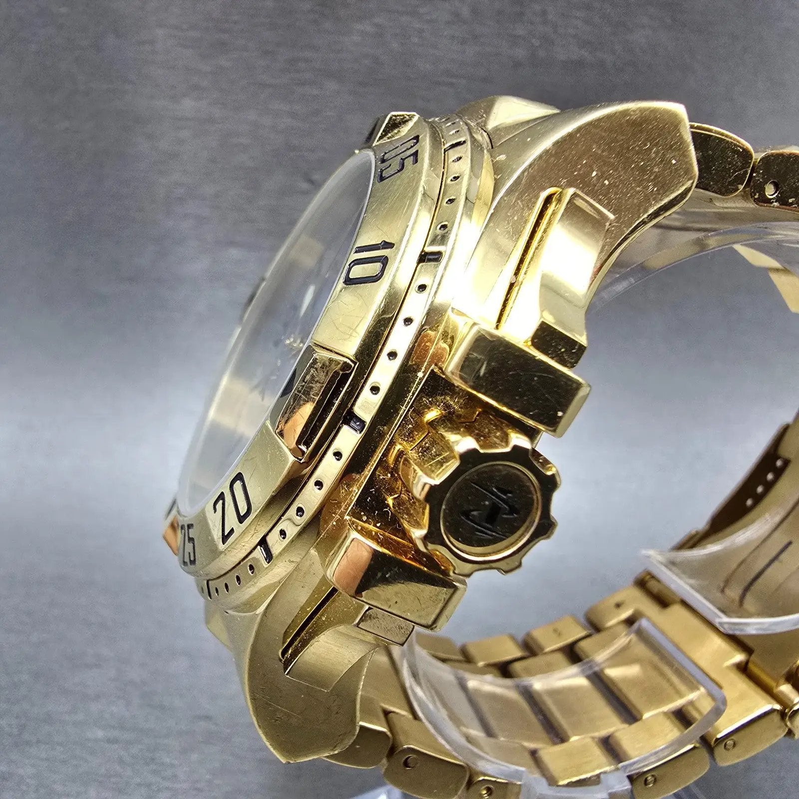 Invicta Reserve Chronograph Watch Men 50mm MOP Dial Gold Tone 6257 New Battery2