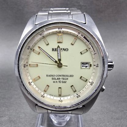 Citizen Reguno Atomic Solar Watch Men 38mm Cream Dial Silver Date PARTS JDM0