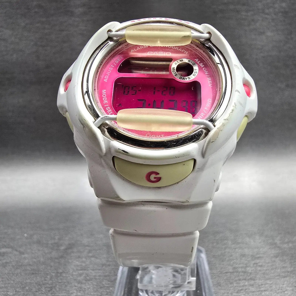 Casio Baby-G BG-169R Watch Women 43mm Pink Dial White Chrono Alarm New Battery P5