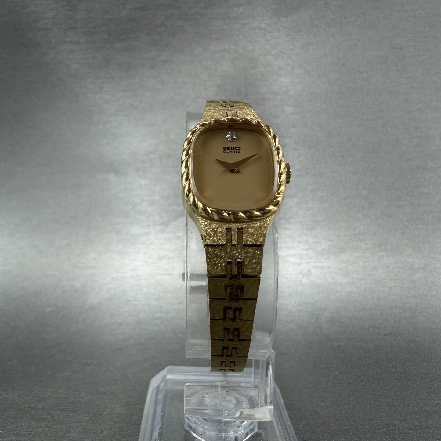 Seiko Watch Women 17mm Tan Dial Gold Tone Rectangle 1400-5349 New Battery5