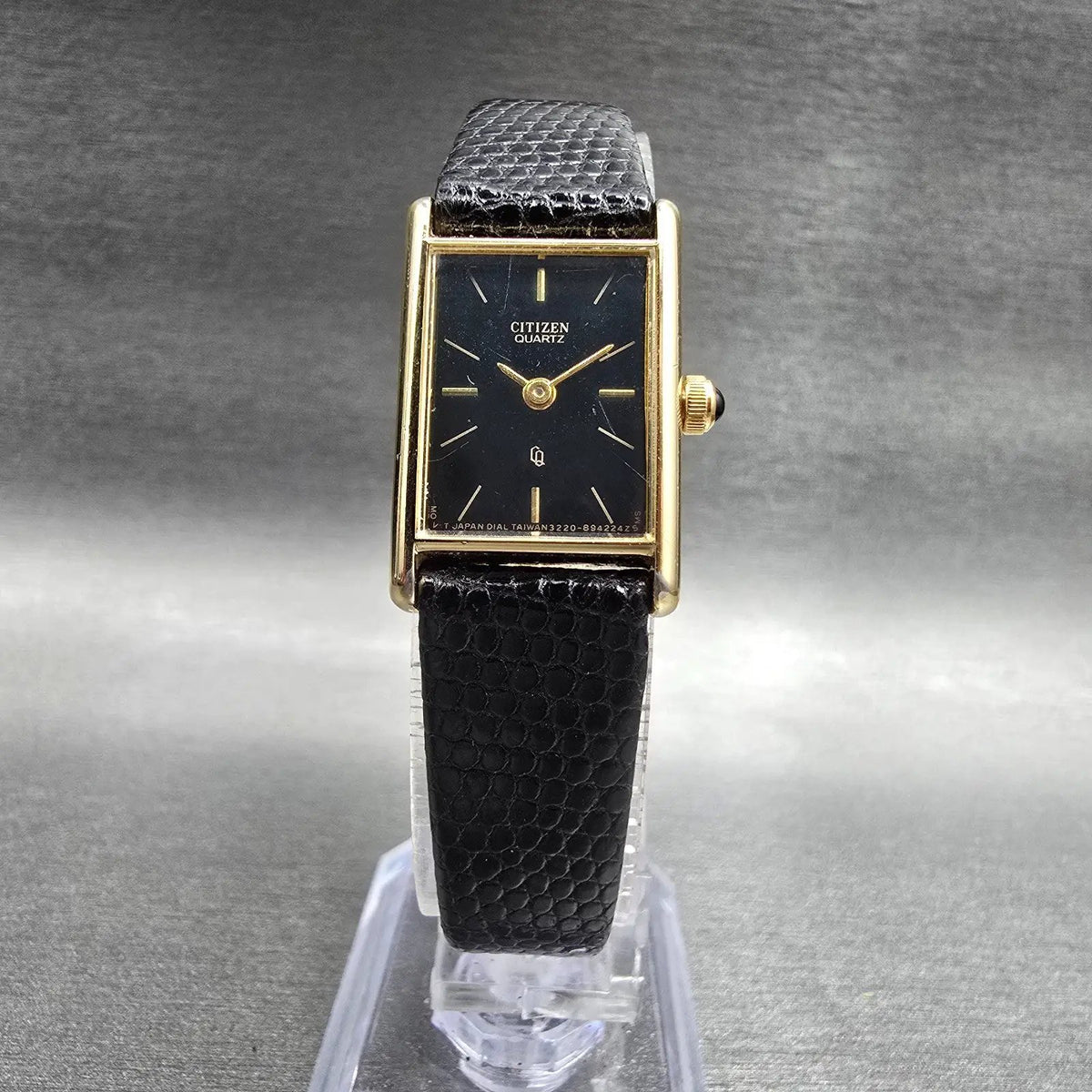 Citizen Tank Watch Women 17mm Black Dial Gold Rectangle 3220-S18604 New Battery5