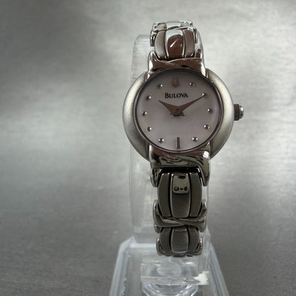 Bulova Watch Women 20mm MOP Dial Silver Tone Round 96L90 New Battery Steel5
