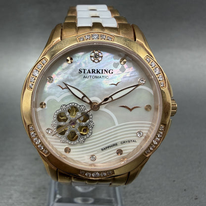 Starking Automatic Watch Women 35mm MOP Dial Rose Gold Tone Skeleton Runs0