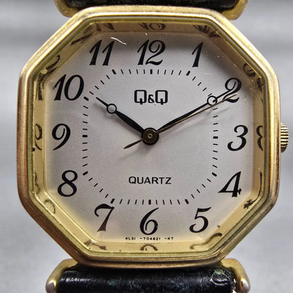 Citizen Q&Q Watch Women 28mm White Dial Gold Tone Octagon New Battery Vintage1