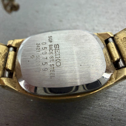 Seiko Watch Women 20mm Brown Dial Gold Tone Oval 3421-5020 New Battery Vintage9