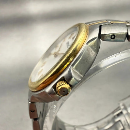 Seiko Watch Women 25mm White Dial Two Tone Round 1N01-H968 New Battery Vintage2