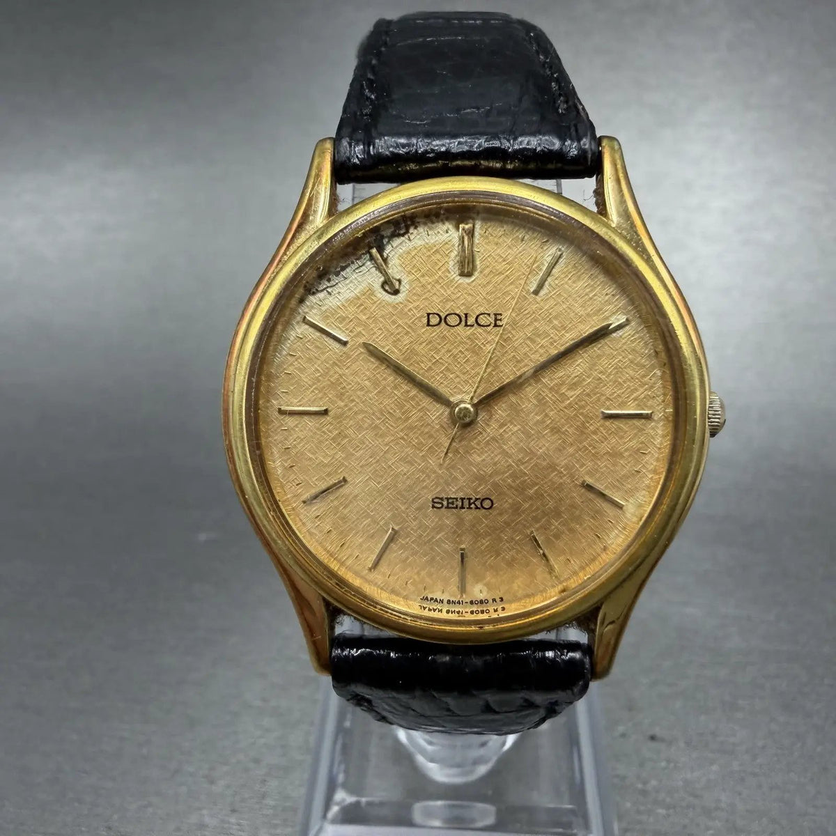 Seiko Dolce Watch Men 32mm Champagne Dial Gold Tone 8N41-6060 New Battery0