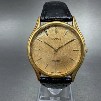 Seiko Dolce Watch Men 32mm Champagne Dial Gold Tone 8N41-6060 New Battery0