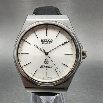 Seiko Silverwave Watch Men 35mm White Dial Steel Round 7121-7010 New Battery