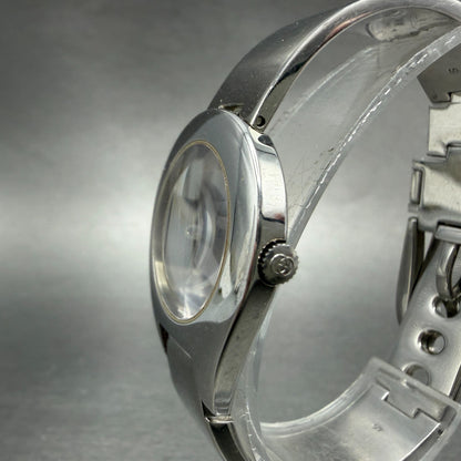 Gucci 6700L Watch Women 26mm Silver Dial Steel Case Round Bangle New Batt Mirror2