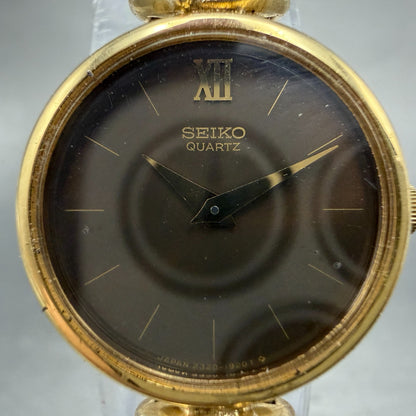 Seiko Watch Women 22mm Brown Dial Gold Tone Round 2320-0240 New Battery Vintage1