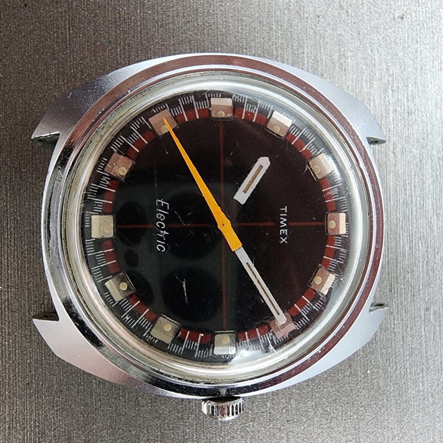 Timex Electric Watch Men 36mm Black Dial Silver Tone Round Crosshair Dial PARTS2