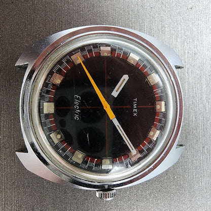 Timex Electric Watch Men 36mm Black Dial Silver Tone Round Crosshair Dial PARTS2