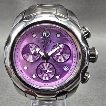 Invicta Chronograph Watch Men 39mm Purple Dial Silver Ceramic Date Round New Bat0