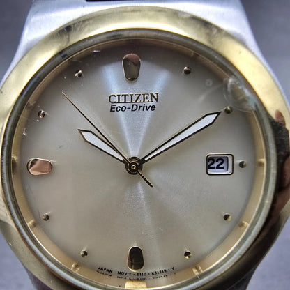 Citizen Eco-Drive Watch Men 36mm Champagne Dial Two Tone Date E111-K16768 Runs1