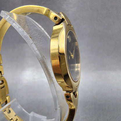 Movado Kara Watch Women 24mm Black Dial Gold Tone Round 88A11846 New Battery3