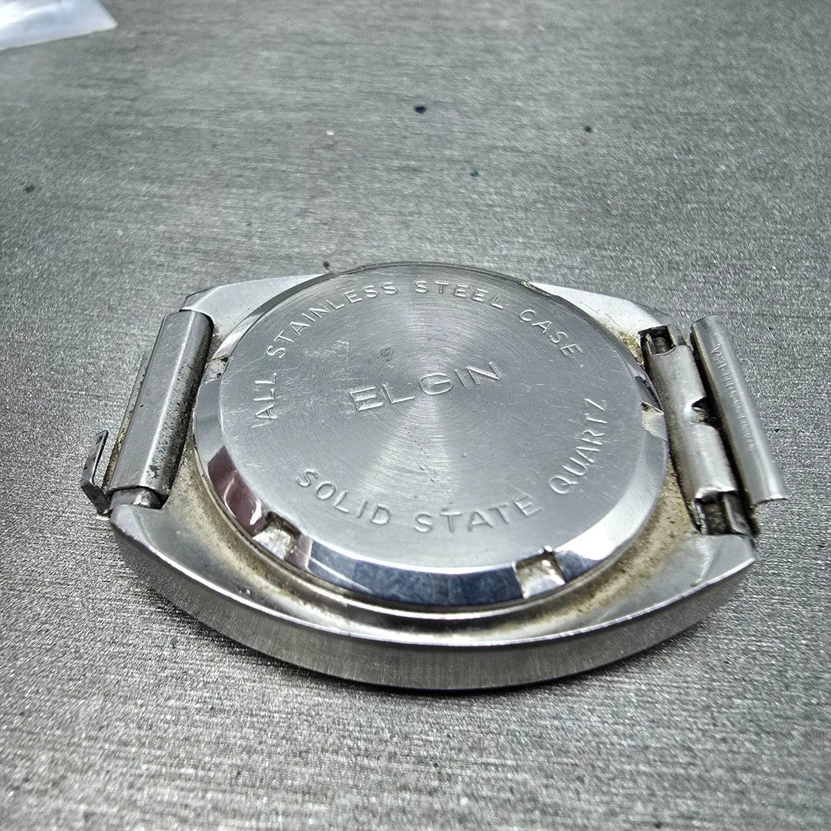 Elgin LCD Watch Men 32mm Blue Dial Stainless Steel Vintage Quartz Digital PARTS12