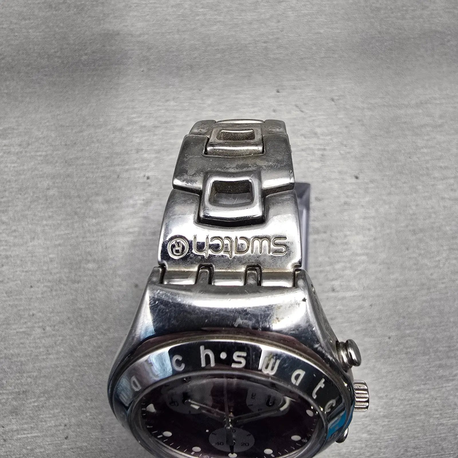 Swatch Irony New Egeria Chrono Watch Women Purple Dial Steel YMS105G New Battery4