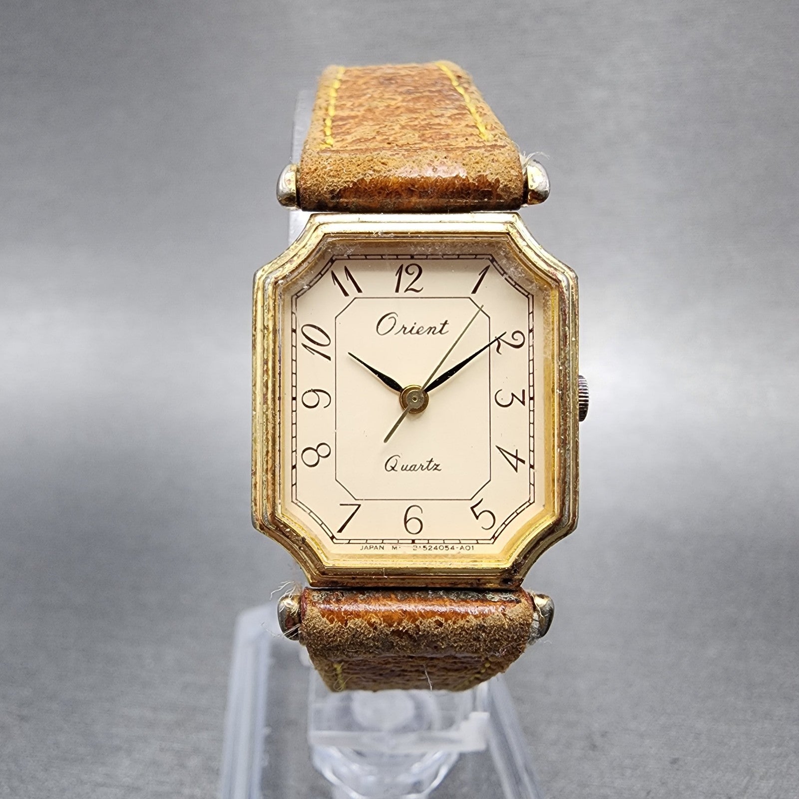 Orient Tank Watch Women 20mm Cream Dial Gold Tone Octagon B1540540 New battery0